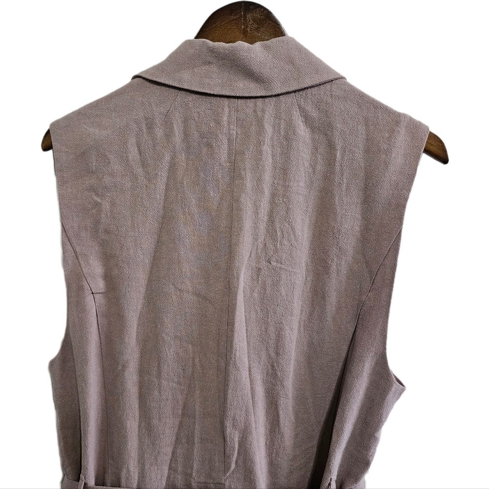 Free People vest linen mauve long button belted size medium - Picture 5 of 9